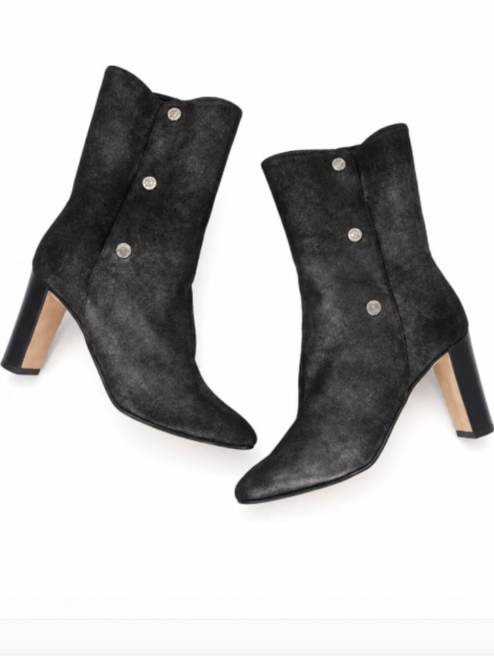 Jimmy Choo Suede Ankle Boots Womens Size 6 Black Snap Closure Designer Luxury